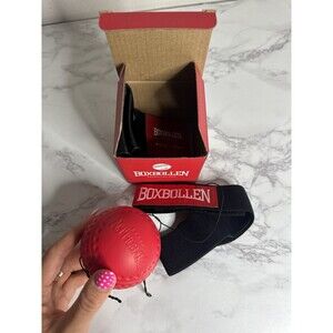 Boxbollen Boxing Reflex Ball Set Speed Bag Trainer, Red Ball & Black Headband